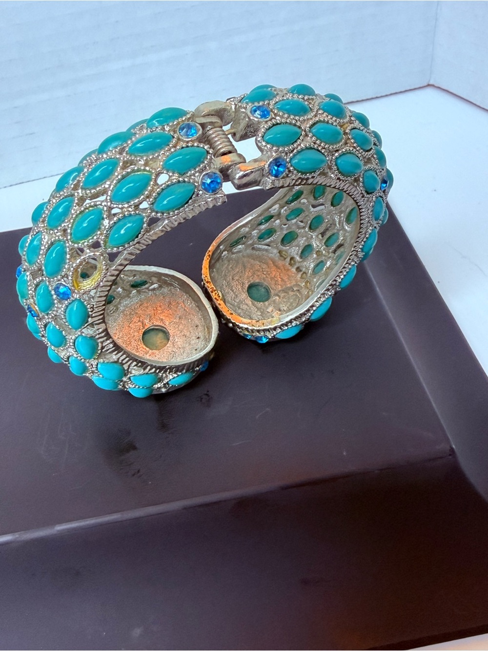 Joan Rivers Turquoise and Blue Crystal Hinged Cuff Bracelet - Picture 2 of 6